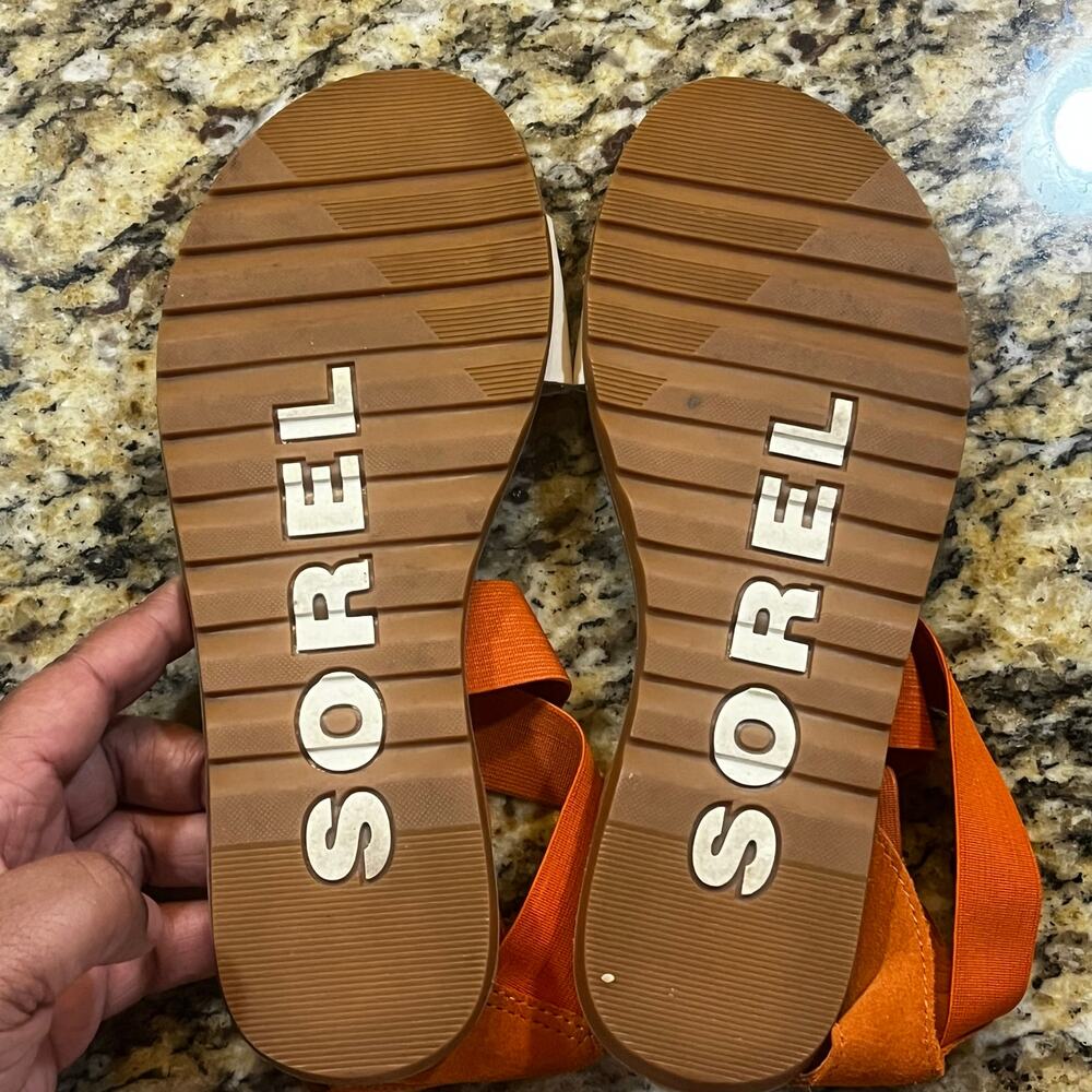 Sorel Women 8.5 Ella II Flat Sandal Orange Cream Colorblock Summer Casual - Picture 7 of 7